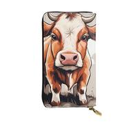 YYHWHJDE Cute Little Cow Picture Quality Leather Long Clutch Portafoglio Progettato per Ragazze e Donne Alla Moda Elegante 19 x 10,5 cm, Nero , Taglia unica