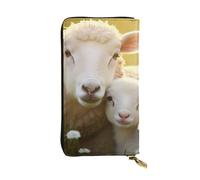YYHWHJDE Cute Sheep with Mother Stampato Pelle di Qualità Lunga Pochette Portafoglio Progettato per Ragazze e Donne Alla Moda Elegante 19 x 10,5 cm, Nero , Taglia unica