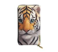 YYHWHJDE Cute Tiger Picture Quality Leather Long Clutch Wallet progettato per ragazze e donne alla moda elegante 19 x 10,5 cm, Nero , Taglia unica