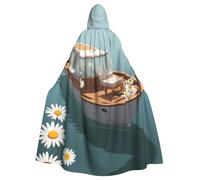 YYHWHJDE Daisy On The Boat Prints Adult Hooded Cloak è un poncho con cappuccio super grande, comodo e resistente per Halloween