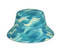 YYHWHJDE Dawn Ocean Waves Pattern Reflective Bucket Hat per uomo donna unisex pieghevole reversibile protezione solare copricapo nero