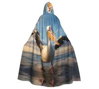 YYHWHJDE Divertente mantello con cappuccio per adulti con stampa pellicano è un poncho con cappuccio super grande, comodo e resistente per Halloween