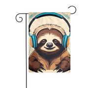 YYHWHJDE Divertente motivo musicale con bradipo con bandiera da giardino, decorazione per cortile, 30,5 x 45,7 cm di spessore, durevole