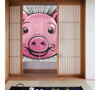 YYHWHJDE Divertente tenda a due pezzi con motivo a faccia di maiale rosa, 86,4 x 142,2 cm, tende in tessuto, lisce e non si stropicciano facilmente