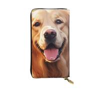 YYHWHJDE Dog golden retriever Picture Leather lunga pochette portafoglio Progettato per ragazze e donne alla moda elegante e personalizzato 19 x 10,5 cm, nero, taglia unica, Nero , Taglia unica