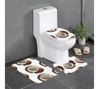 YYHWHJDE Dolce e deliziosa immagine di cocco antiscivolo tappetino tre pezzi set bagno tappeto antiscivolo durevole