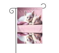 YYHWHJDE Due gattini addormentati Modello Asta da giardino decorazione cortile esterno su entrambi i lati 30,5 x 45,7 cm