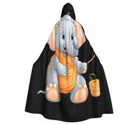 YYHWHJDE Elefante che gioca con il filato Immagine Adulto Halloween giacca con cappuccio mantello lungo partito mantello adatto per uomini e donne