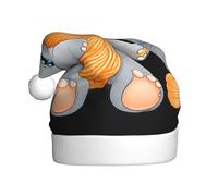 YYHWHJDE Elefante che gioca con il filato stampa cappello di Natale per adulti morbido, leggero uso delle feste