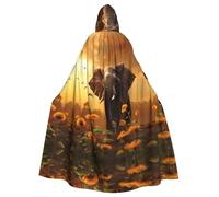 YYHWHJDE Elefante E Girasole Stampe Halloween Adulto Con Cappuccio Mantello Da Uomo E Donna Abbigliamento Mantello Gioco di Ruolo