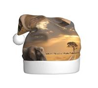YYHWHJDE Elephant On The Roadside Prints Cappello di Natale per adulti Adatto per Halloween, Natale e Capodanno