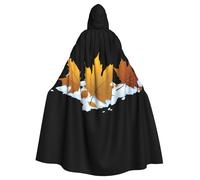 YYHWHJDE Fallen leaves on the snow Picture Halloween adulto mantello con cappuccio grande mantello con cappuccio con papillon, senza cerniera