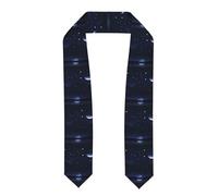 YYHWHJDE Fascia d'onore in raso appiattito Serene blu vista notturna modello scialle laurea 182,9 cm, regalo di laurea per lei/lui, Appiattito, Taglia unica