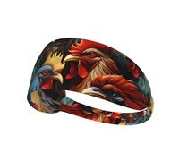YYHWHJDE Fascia elastica estiva con galli colorati in piedi insieme con immagini per donne a prova di sudore