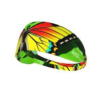 YYHWHJDE Fascia elastica estiva da donna a prova di sudore con immagine di farfalle colorate con foglie verdi