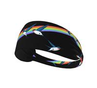 YYHWHJDE Fascia elastica estiva da donna a prova di sudore con immagine di rondini che volano nell'arcobaleno