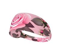 YYHWHJDE Fascia elastica estiva da donna a prova di sudore con immagine di rose rosa