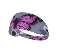 YYHWHJDE Fascia elastica estiva da donna a prova di sudore con immagine floreale e farfalla viola