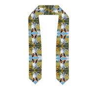 YYHWHJDE Fascia in raso appiattito con immagine papillon bianca, scialle per laurea 182,9 cm, regalo di laurea per lei/lui, Appiattito, Taglia unica