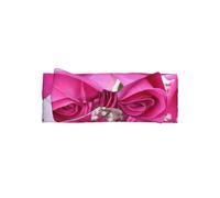 YYHWHJDE Fascia per capelli con due rose rosa e fiocco, accessorio morbido ed elastico per neonati per fotografia e baby shower