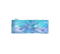 YYHWHJDE Fascia per capelli con fiocco e stampa a squame di sirena dorata, adorabile coperta per neonati e regalo perfetto per la doccia