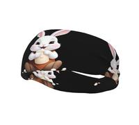 YYHWHJDE - Fascia sportiva decorativa per il sudore, motivo: coniglietto bianco che mangia marshmallow, elastica, traspirante, morbida e traspirante, per uomini e donne