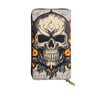 YYHWHJDE Fire Skull - Pochette lunga in pelle di qualità, progettata per ragazze e donne alla moda, elegante, 19 x 10,5 cm, Nero , Taglia unica