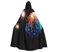 YYHWHJDE Fireworks on the ball Picture Adult Halloween giacca con cappuccio mantello lungo partito mantello adatto per uomini e donne