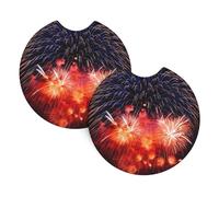 YYHWHJDE Fireworks Sky Prints, sottobicchieri a forma di auto, confezione da 2, il regalo ideale per l'inaugurazione della casa per i proprietari di auto, in neoprene di alta qualità, stile e