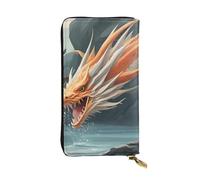 YYHWHJDE Fish Leap Dragon Gate - Pochette lunga in pelle di qualità, progettata per ragazze e donne alla moda, elegante, 19 x 10,5 cm, Nero , Taglia unica
