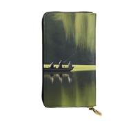 YYHWHJDE Fishing Lake Fisherm - Portafoglio lungo in pelle di qualità, progettato per ragazze e donne alla moda, elegante, 19 x 10,5 cm, Nero , Taglia unica