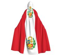 YYHWHJDE Flag of Peru Prints Adult Hooded Cloak è un poncho con cappuccio super grande, confortevole e resistente per Halloween