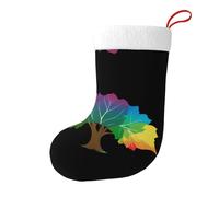 YYHWHJDE Foglie cadute colorate come un arcobaleno modello calzini di Natale calza Festival grande capacità stampato calzini decorazione