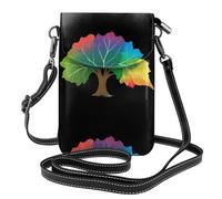 YYHWHJDE Foglie cadute variopinte come un arcobaleno stampa la piccola borsa a tracolla del telefono di vibrazione della borsa di cuoio delle donne, impermeabile e durevole