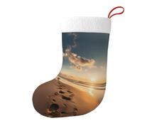 YYHWHJDE Footprints on the beach Prints Christmas Decorative Socks Calza Aggiungi allegria festiva ad Halloween, Natale