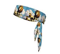 YYHWHJDE Foulard sportivo con agnello con leone sulle nuvole, assorbe il sudore e traspirante, fascia per capelli, fazzoletto su entrambi i lati