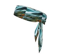 YYHWHJDE Foulard sportivo con motivo paesaggio di montagne nebbiose, assorbe il sudore e traspirante, fascia per capelli con movimento, fazzoletto su entrambi i lati