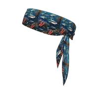 YYHWHJDE Foulard sportivo con stampa di squali sotto il mare, fascia casual, elastica, assorbe il sudore, regolabile, antiscivolo