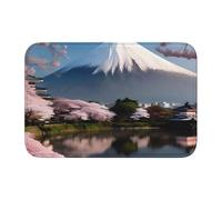 YYHWHJDE Fuji in primavera con immagine di cristallo in velluto con bordo bloccato, tappeto per camera da letto, salotto, dormitorio, decorazione per la casa