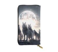 YYHWHJDE Full-Moon Wolves - Portafoglio lungo in pelle con immagine 3D, progettato per ragazze e donne alla moda, elegante e personalizzato, 19 x 10,5 cm, nero, taglia unica, Nero , Taglia unica