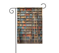 YYHWHJDE Funny Book Shelf Collection and Ladder Pattern Garden Flag Pole Outdoor Courtyard Decoration Fashion 30,5 x 45,7 cm