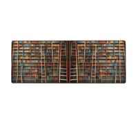 YYHWHJDE Funny Book Shelf Collection and Ladder Picture Extra Large Mouse pad, Computer Office Anti Slip Gaming Keyboard Versione Ispessita 30,5 x 80 cm