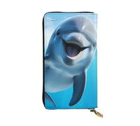 YYHWHJDE Funny Dolphin Looking at You Picture Portafoglio lungo pochette in pelle progettato per ragazze e donne alla moda elegante e personalizzato 19 x 10,5 cm, nero, taglia unica, Nero , Taglia