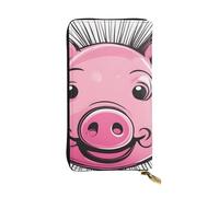 YYHWHJDE Funny Pink Pig Face Prints Portafoglio lungo in pelle progettato per ragazze e donne alla moda elegante e personalizzato 19 x 10,5 cm, nero, taglia unica, Nero , Taglia unica