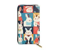 YYHWHJDE Funny Rabbits - Portafoglio lungo in pelle di qualità con stampa di conigli, progettato per ragazze e donne alla moda, elegante, 19 x 10,5 cm, Nero , Taglia unica