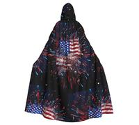 YYHWHJDE Fuochi d'artificio Bandiera americana 4 ° di luglio modello Halloween adulto mantello con cappuccio per varie feste e carnevale impostazioni