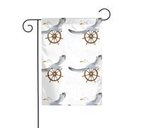 YYHWHJDE Gabbiano al timone Stampe Asta per bandiera da giardino decorazione per cortile esterno moda 30,5 x 45,7 cm
