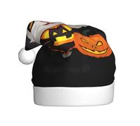 YYHWHJDE Gattino che tiene una lanterna di zucca Stampe Cappello di Natale per adulti per uomini e donne abbigliamento fascia per occasioni festive