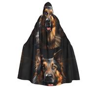 YYHWHJDE German Shepherd Picture Adult Halloween giacca con cappuccio mantello lungo partito mantello adatto per uomini e donne