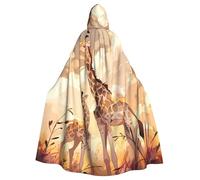 YYHWHJDE Giraffa madre e bambino Immagine Adulto Halloween giacca con cappuccio mantello lungo partito mantello adatto per uomini e donne